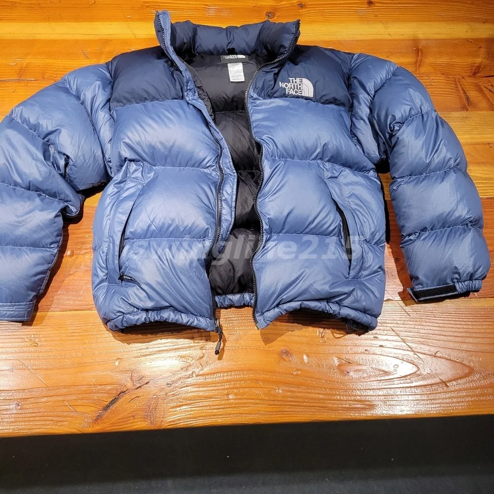 Vintage 00s North Face Nuptse 700 Goose Down Puffer Jacket Men Blue Men L - Picture 4 of 11